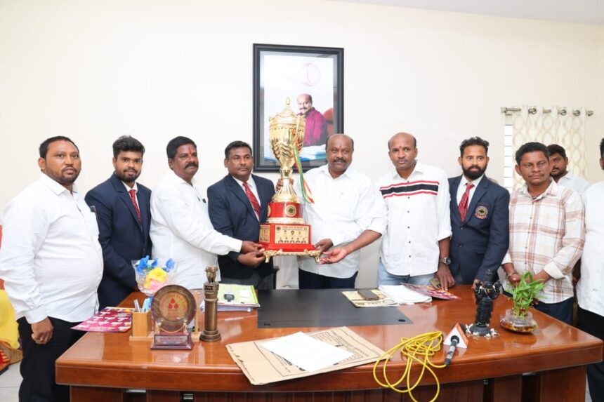 రాష్ట్రస్థాయి కరాటే పోటీల ట్రోఫీని ఆవిష్కరించిన ఎమ్మెల్యే పంచకర్ల